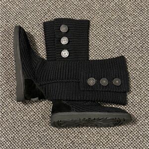 UGG Black Knit Button Boots